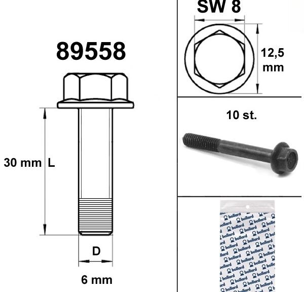 Flens Carter Bouten SW 8 M6x30 Zwart 10st - Bollard