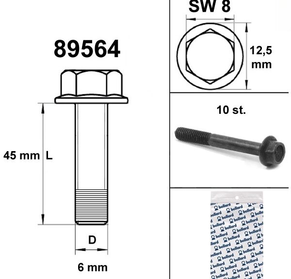 Flens Carter Bouten SW 8 M6x45 Zwart 10st - Bollard