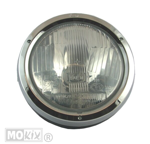 Faro anteriore per moto rotondo 19 cm alogeno CE - Rieju