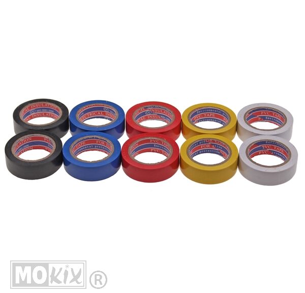PVC Tape Zwart/Rood/Geel/Blauw/WIT  10stuks