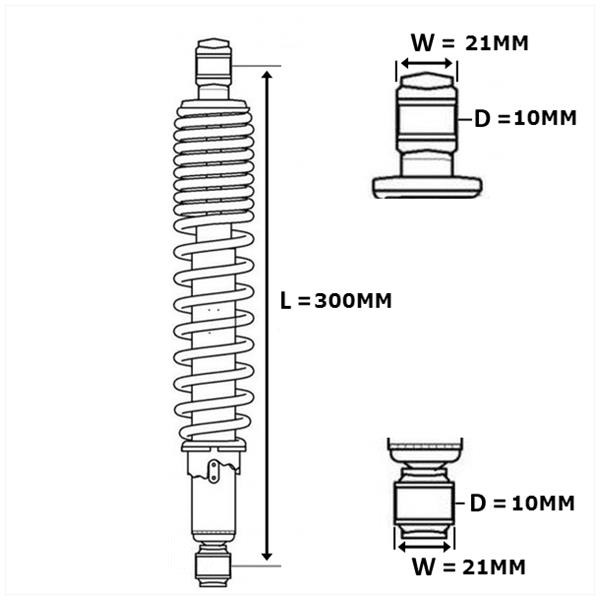 Shock absorber set MKX 300mm Black