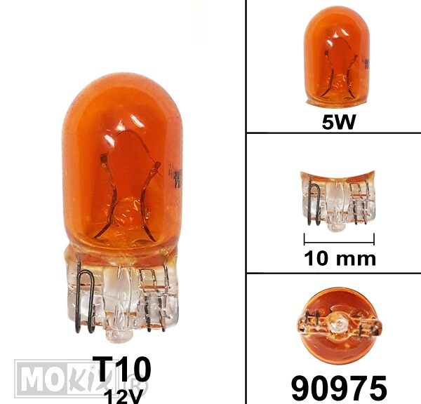 Lamp T10  12V  5W Oranje (1) - Bollard