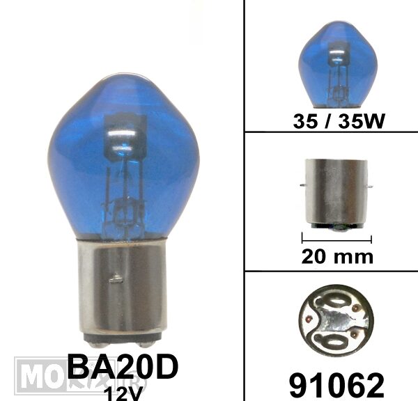 Lamp BA20D 12V 35/35W Blauw Paint (1) - Bollard