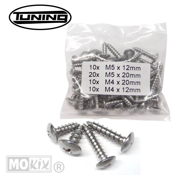 Parkerset Inox m4/m5 12/20mm Sortie 50stuks