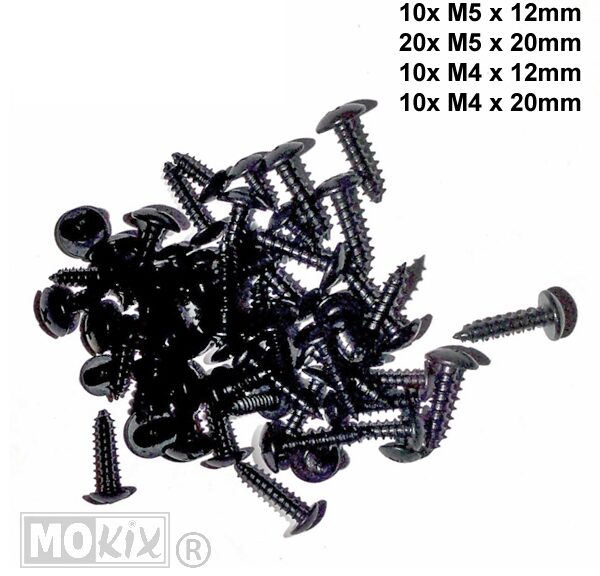 Parkerset Staal m4/m5 12/20mm Sortie 50stuks Zwart