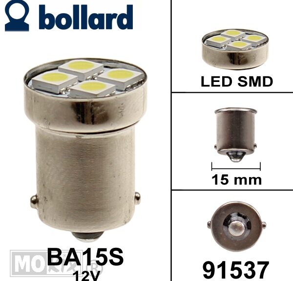 Lamp BA15S 12V  LED SMD 18mm WIT (1)