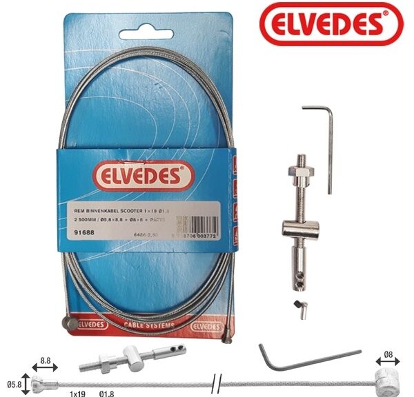 Kabel Achterrem UNI Scooter Moer Elvedes