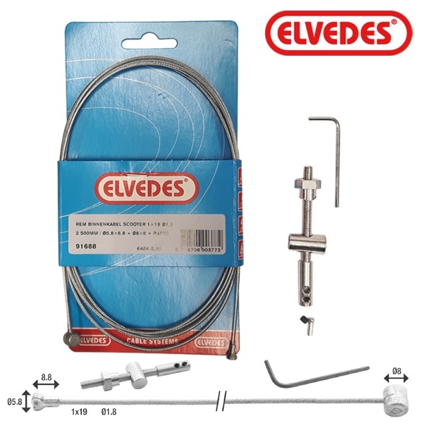 Kabel Achterrem UNI Scooter Moer Elvedes