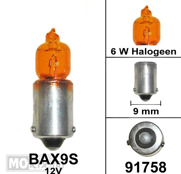 Lamp BAX9S H6W 12V 6W Halogeen Oranje (1) - Bollard