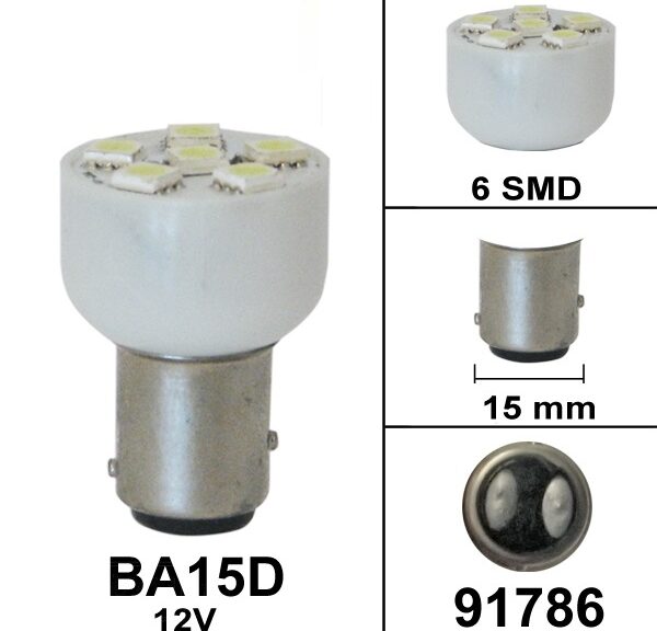 Lamp BAY15D 12V 6 SMD WIT Bollard (1)