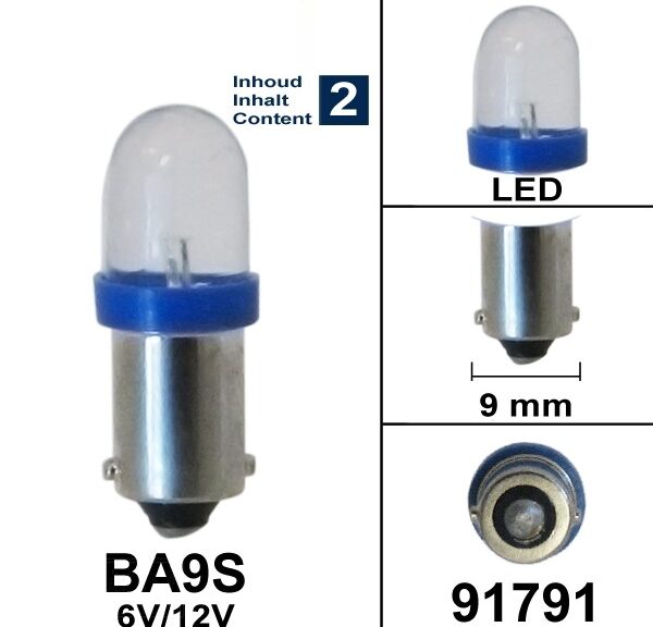 Lamp BA9S 6V/12V LED Blauw Bollard (2)