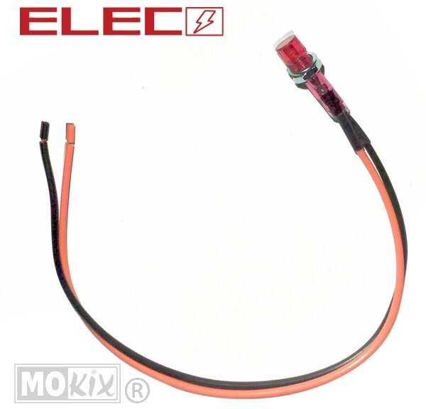 Controle Lamp MET Snoer  8mm 12V  Rood