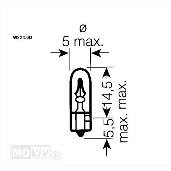 Lamp T05 W2x4.6D 12V 2.0W Osram CE Keur (1)