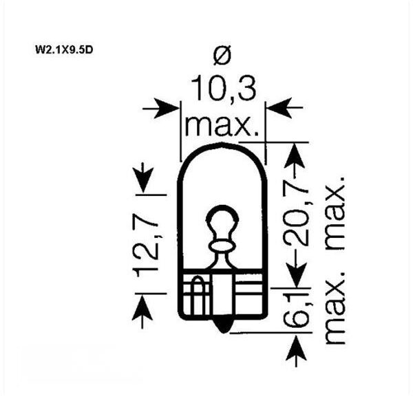 Lamp T10 W2.1x9.5D 12V 5W Osram CE Keur (1)