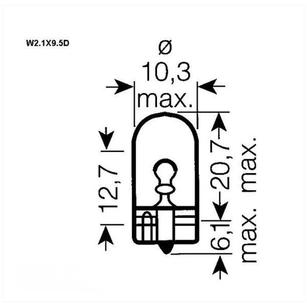 Lamp T10 W2.1x9.5D 12V 5W Osram CE Keur (1)
