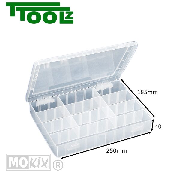 Sorteerdoos Transparant 250x185x 40 Variabel (20) - TTOOLZ