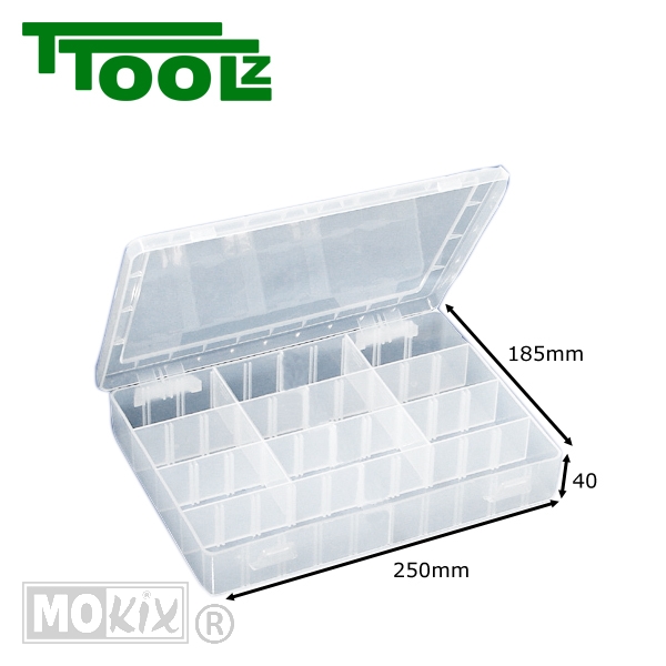 Läpinäkyvä lajittelulaatikko 250x185x40 Muuttuva (20) - TTOOLZ