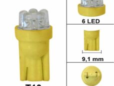 Lamp T10 6V/12V 6 LED Oranje Bollard (1)