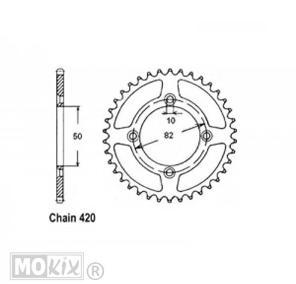 Achtertandwiel Skyteam 50mm 4gats 40 Tands - IGM
