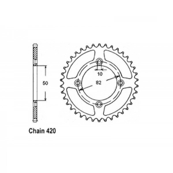 Achtertandwiel Skyteam 50mm 4gats 40 Tands - IGM