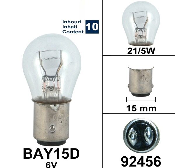 Lamp BAY15D  6V 21/5W (10) - Bosma