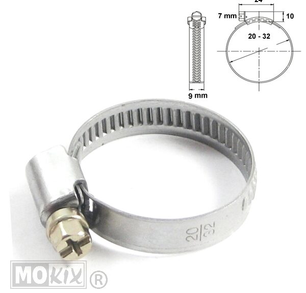 Slangklem  9mm 20x32mm Per Stuk
