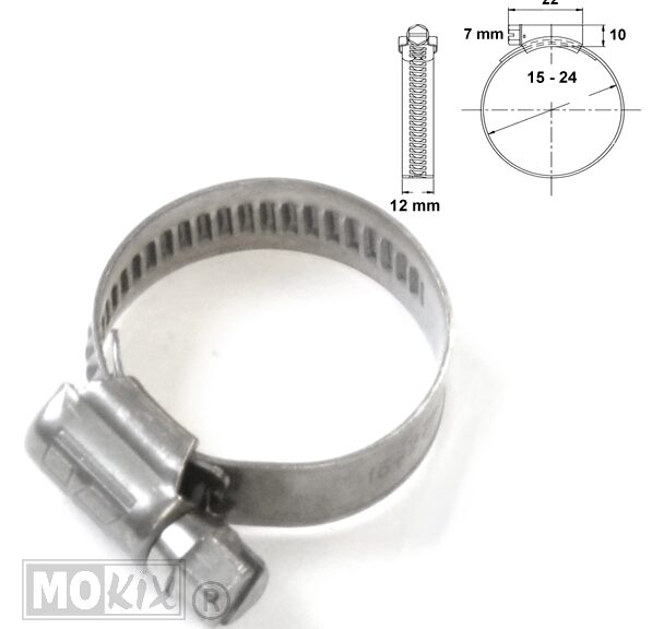 Slangklem 12mm RVS 15x24mm Per Stuk