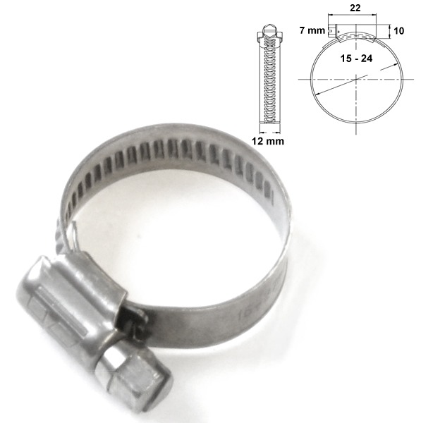 Slangklem 12mm RVS 15x24mm Per Stuk