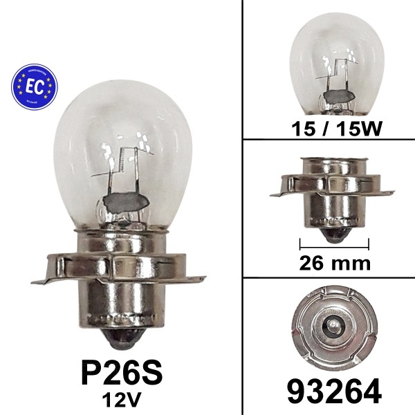 Lamp P26S 12V 15W CE (1) - Bollard