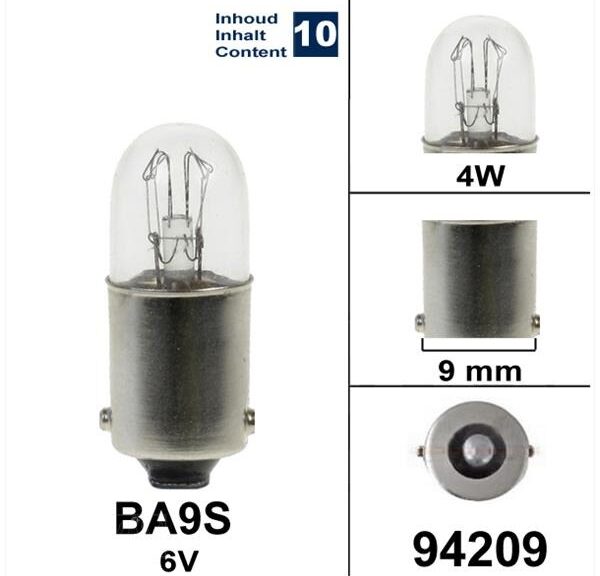 Lamp BA9S 6V 4W CE (10) - Bosma