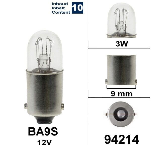 Lamp BA9S 12V 3W (10) - Bosma