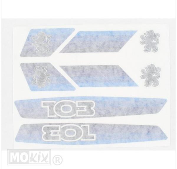 Peugeot 103 Stickerset Blauw 8 Delig