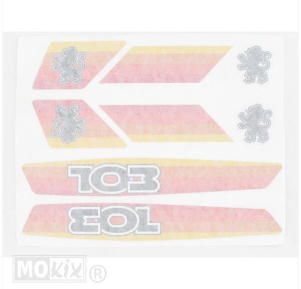 Peugeot 103 Stickerset Oranje 8 Delig