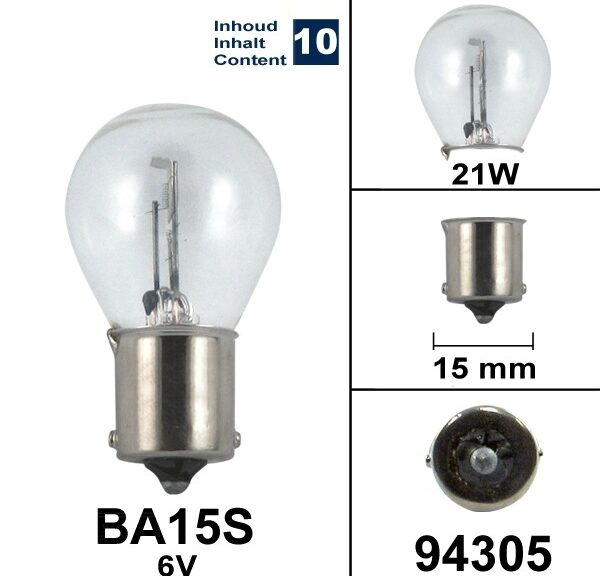 Lamp BA15S  6V 21W (10)