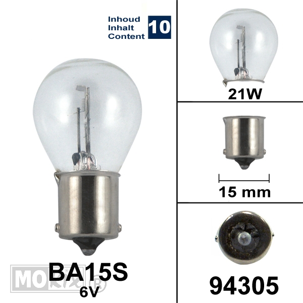 Lamp BA15S 6V 21W (10)