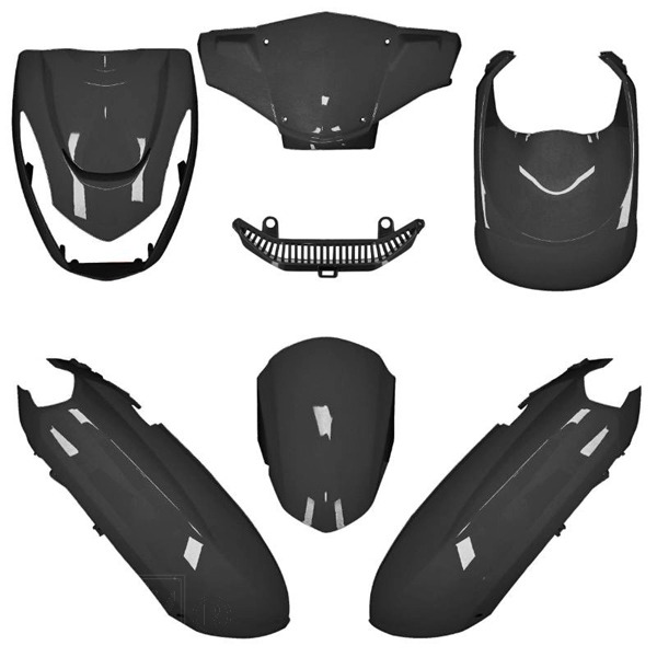 Plaatwerk KIT Peugeot Kisbee Glans Zwart 6delig