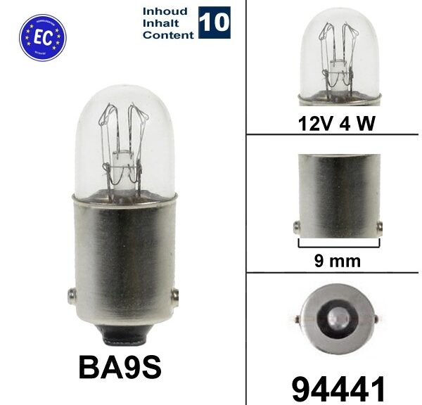 Lamp BA9S 12V  4W CE (10)