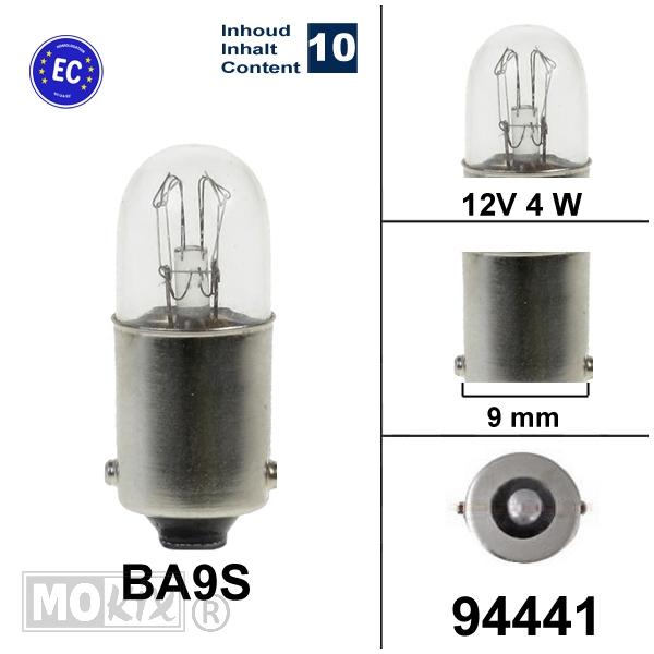 Lamp BA9S 12V 4W CE (10)