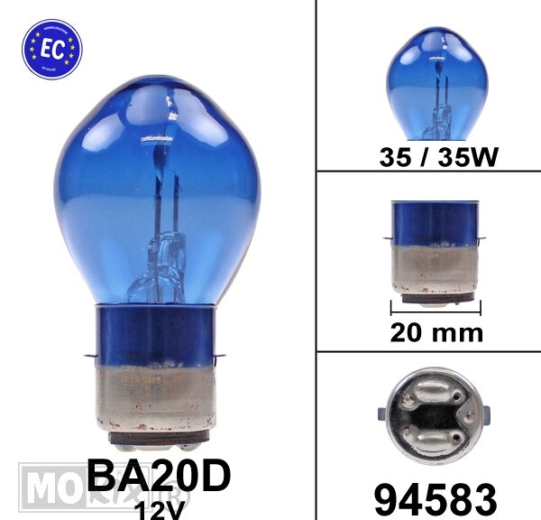 Lamp BA20D 12V 35/35W Super White (Blauw) CE (1) - Bollard