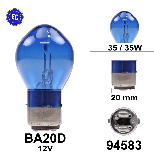 Lamp BA20D 12V 35/35W Super White (Blauw) CE (1) - Bollard