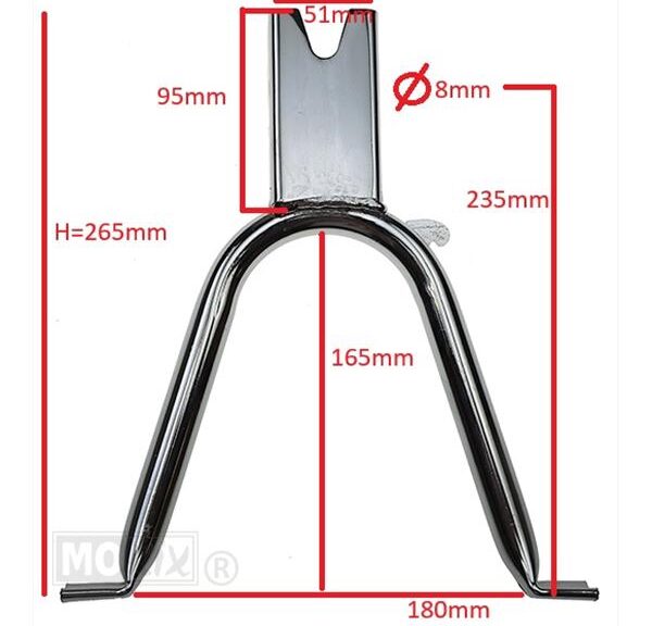 Middenstandaard Tomos Revival Chroom 27cm - IGM