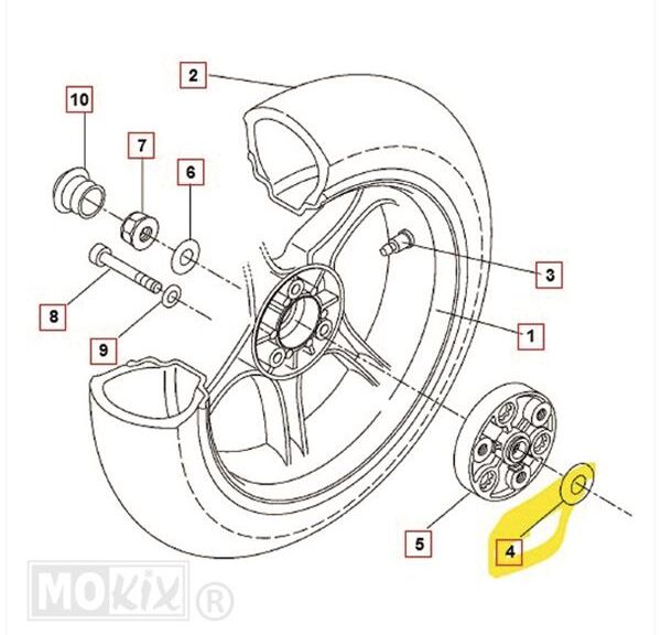 Vulring Naaf Achterwiel YA Aerox 17.5x28.8x1.00