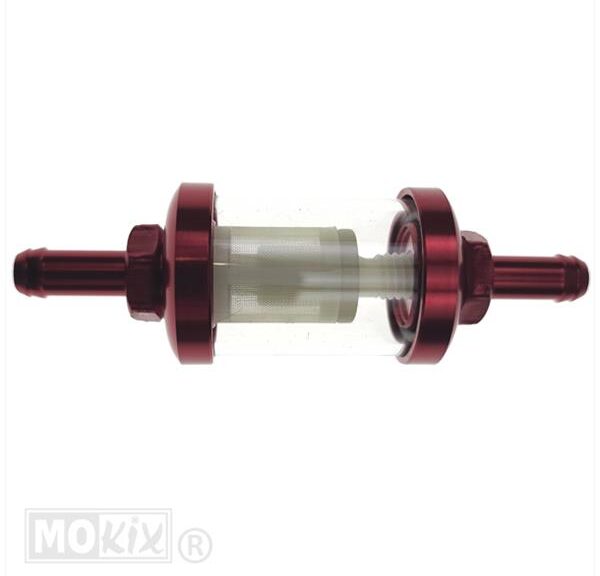 Benzinefilter UNI 7mm Aansl. Transparant Rood - Supertec