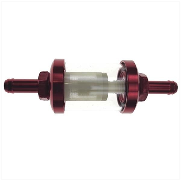 Benzinefilter UNI 7mm Aansl. Transparant Rood - Supertec