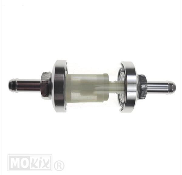 Benzinefilter UNI 7mm Aansl. Transparant Chroom - Supertec