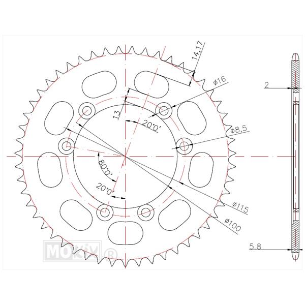Achtertandwiel Fantic 50 06-"15 Zwart 53t" - IGM