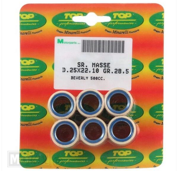 Rollenset (6) 25x22.1 25.0gr TP - Top Performances