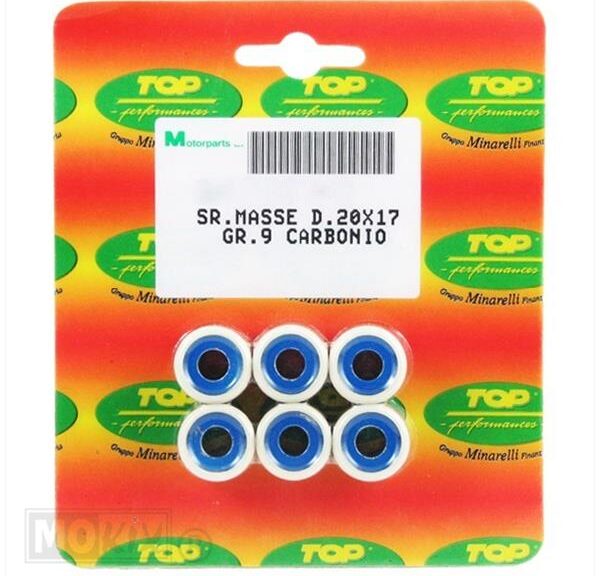 Rollenset (6) 20x17 9.0gr TP Carbon - Top Performances