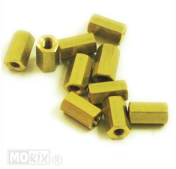 Messing Moer M6 Verbindingsmoer 10stuks - Bollard