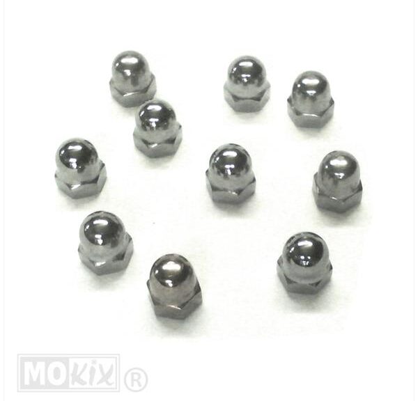 Moer M 6 x1.00 Dopmoer Chroom 10stuks - Bollard